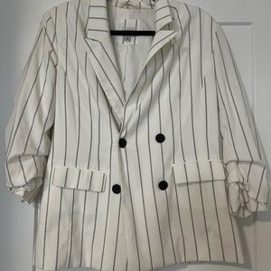White blazer with black stripes